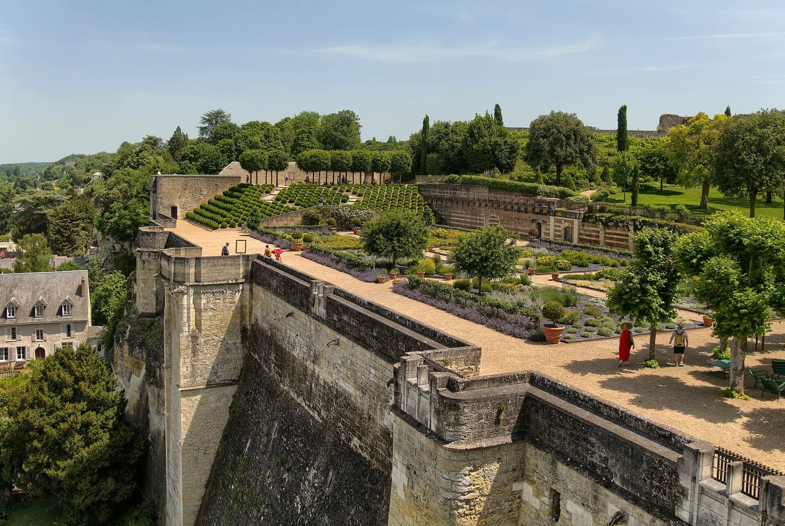 the château's ramparts and the terraced gardens, at the end of May