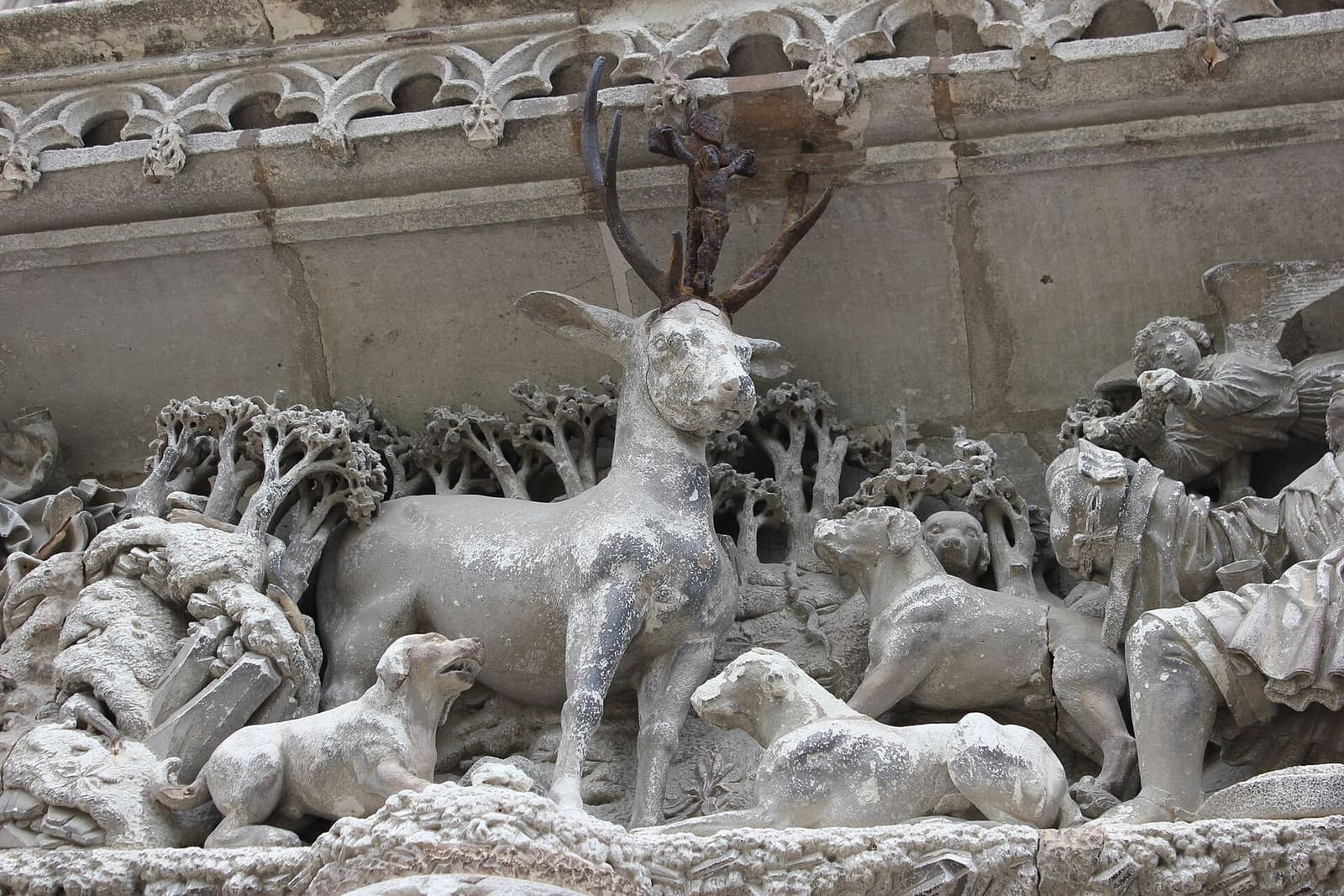 Saint Hubert's stag in the frieze above the chapel door