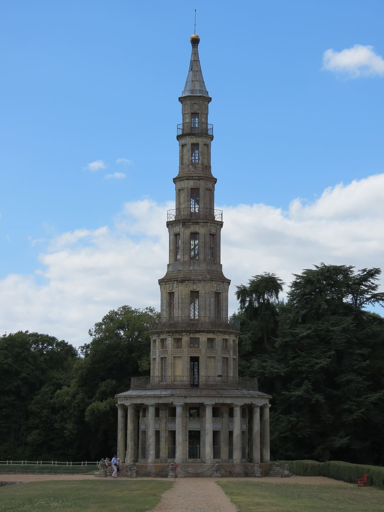 the Pagode de Chanteloup, the seven-storey tower in the forest