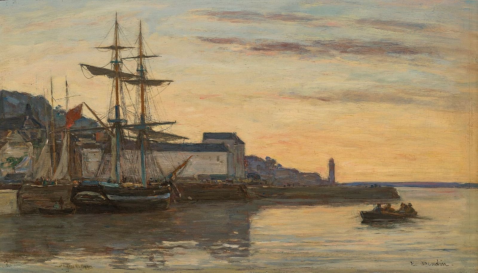 velieri a Honfleur, un quadro di Eugène Boudin del 1856