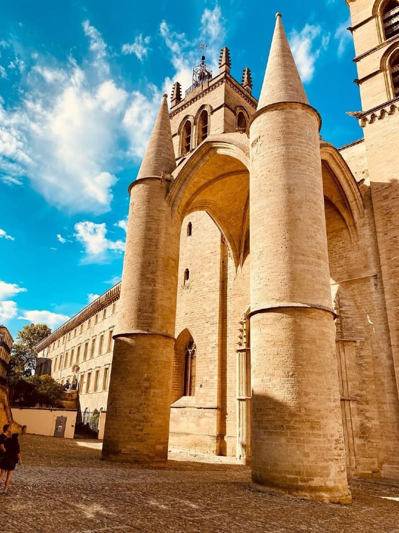 i due pilastri conici del portico della cattedrale di Saint-Pierre