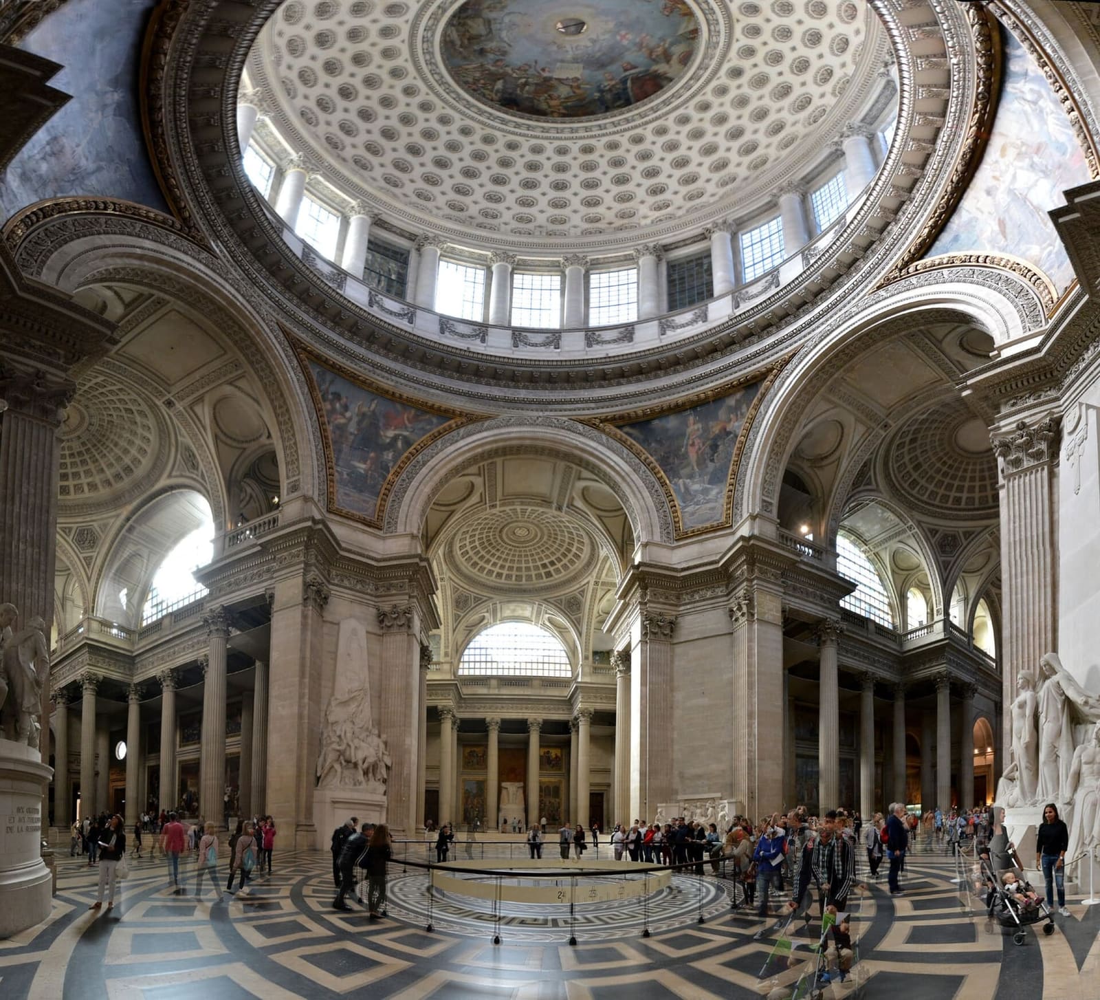 the crossing of the Panthéon under the dome, with the marble floor and the columns