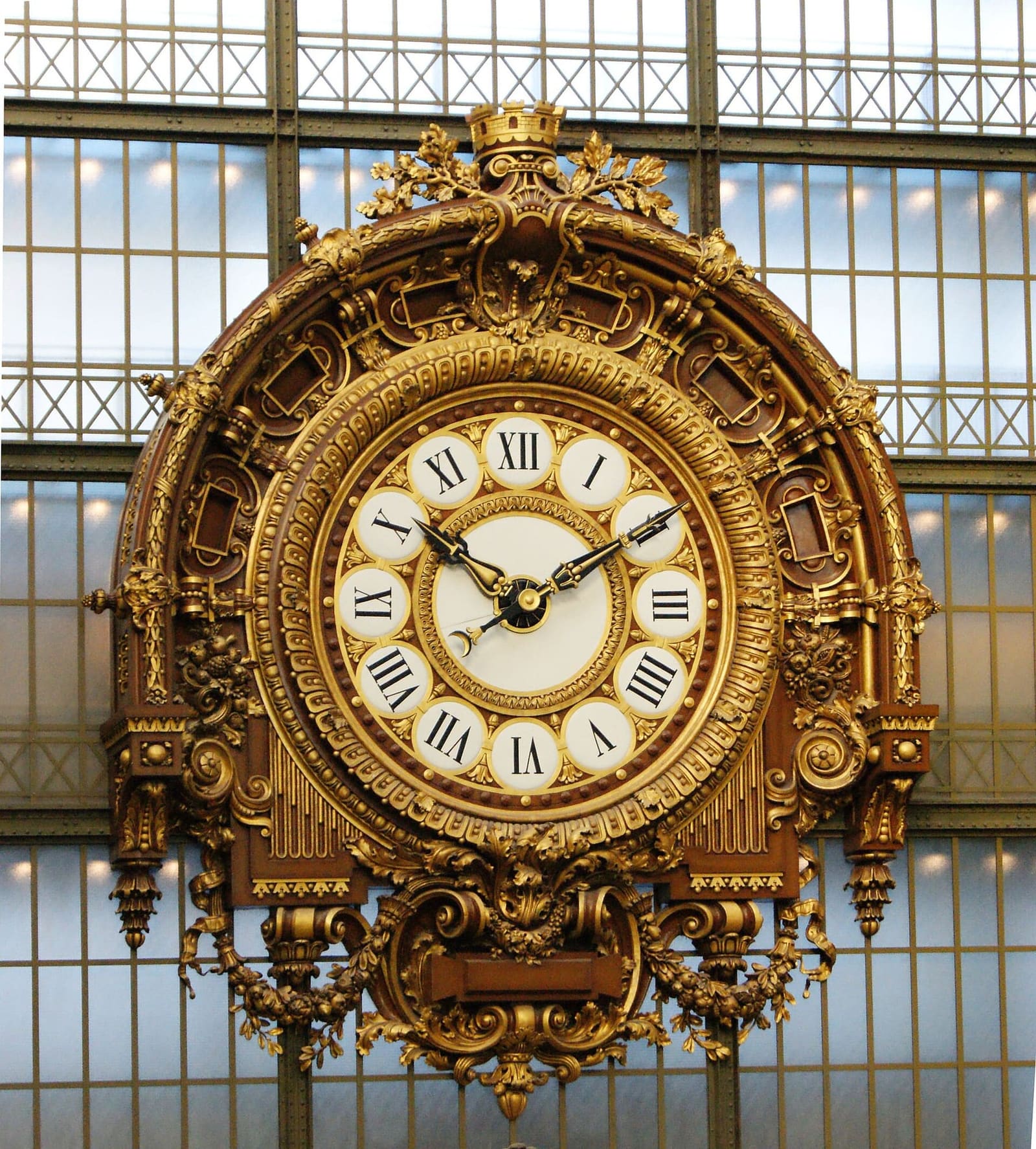 the great gilded clock of the old Orsay station, inside the museum