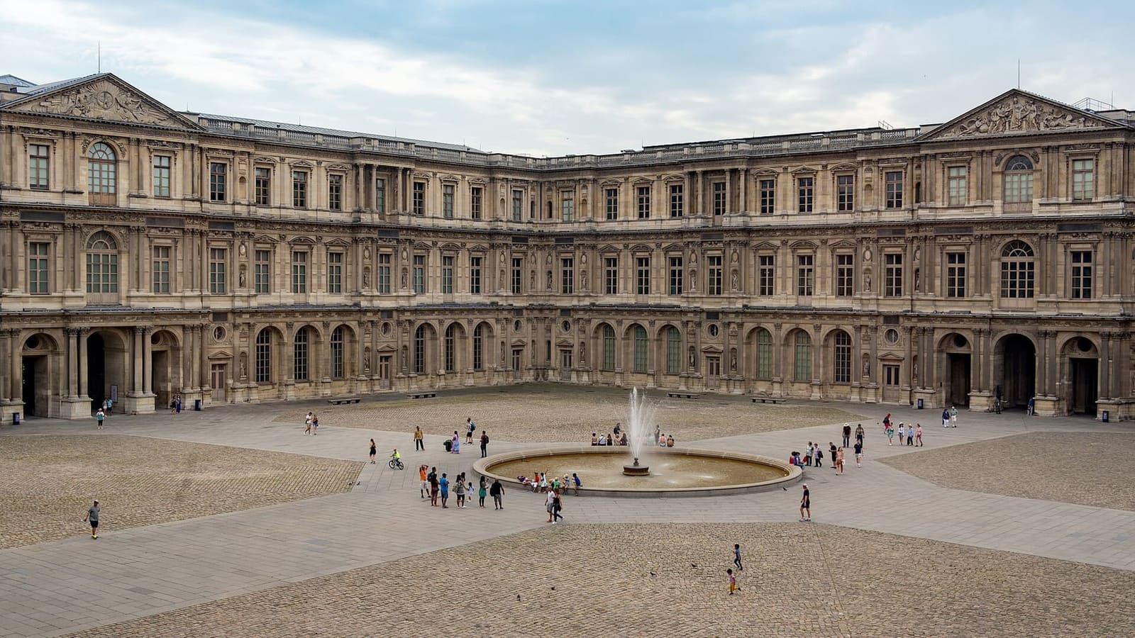 the Cour Carrée of the Louvre with the fountain in the middle