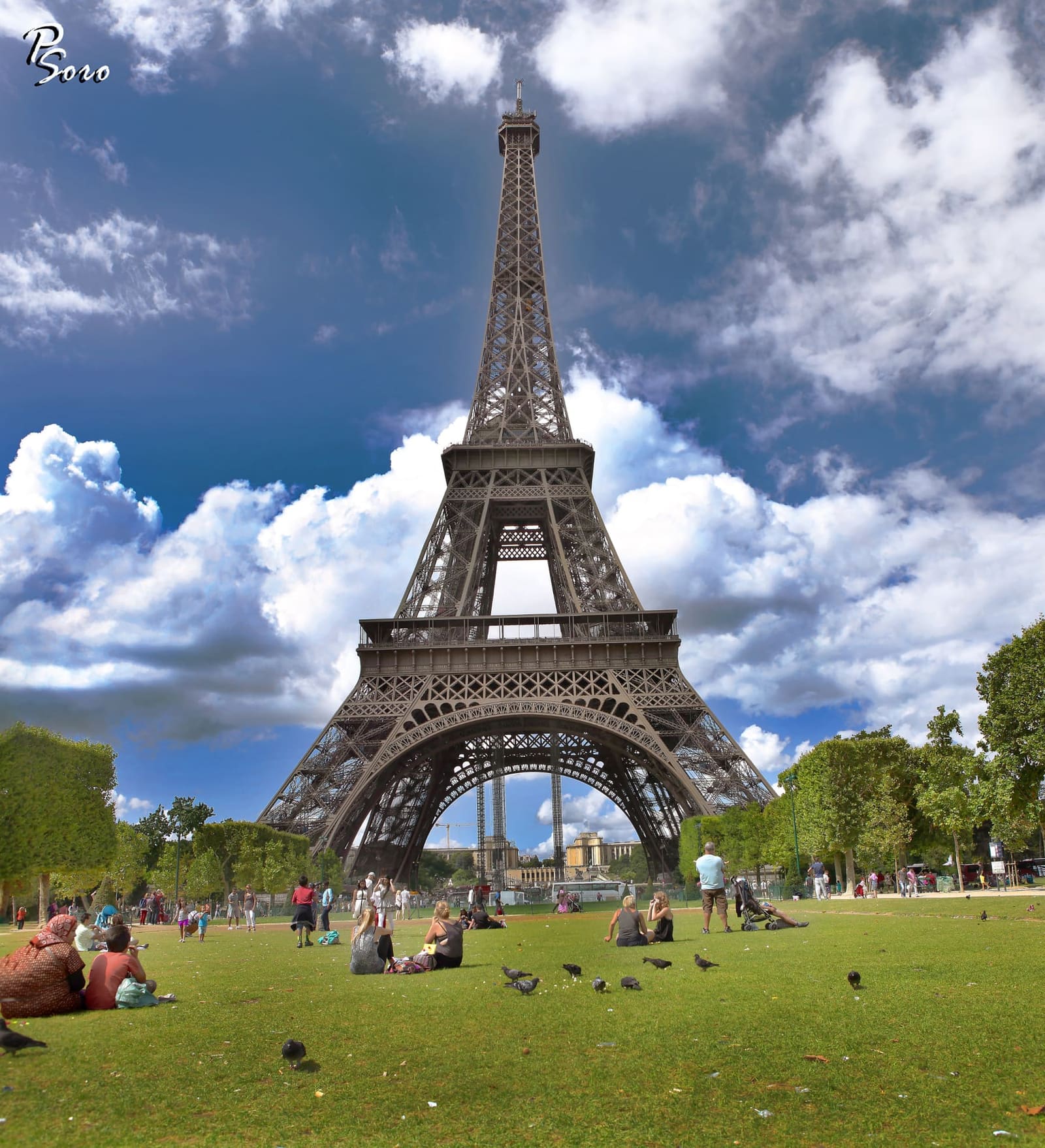 the Eiffel Tower from the lawn of the Champ de Mars
