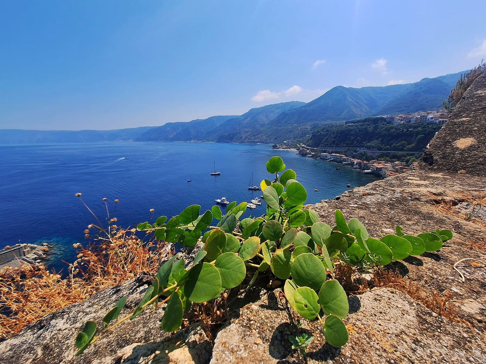 la Costa Viola verso Bagnara vista dal castello, con Chianalea sotto