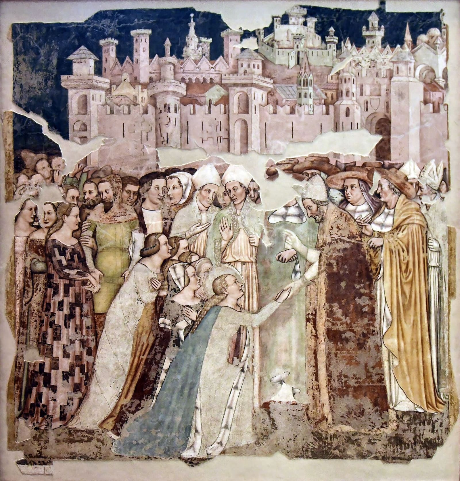 Ursula trifft den Papst in Rom, aus den Geschichten der heiligen Ursula von Tomaso da Modena in Santa Caterina