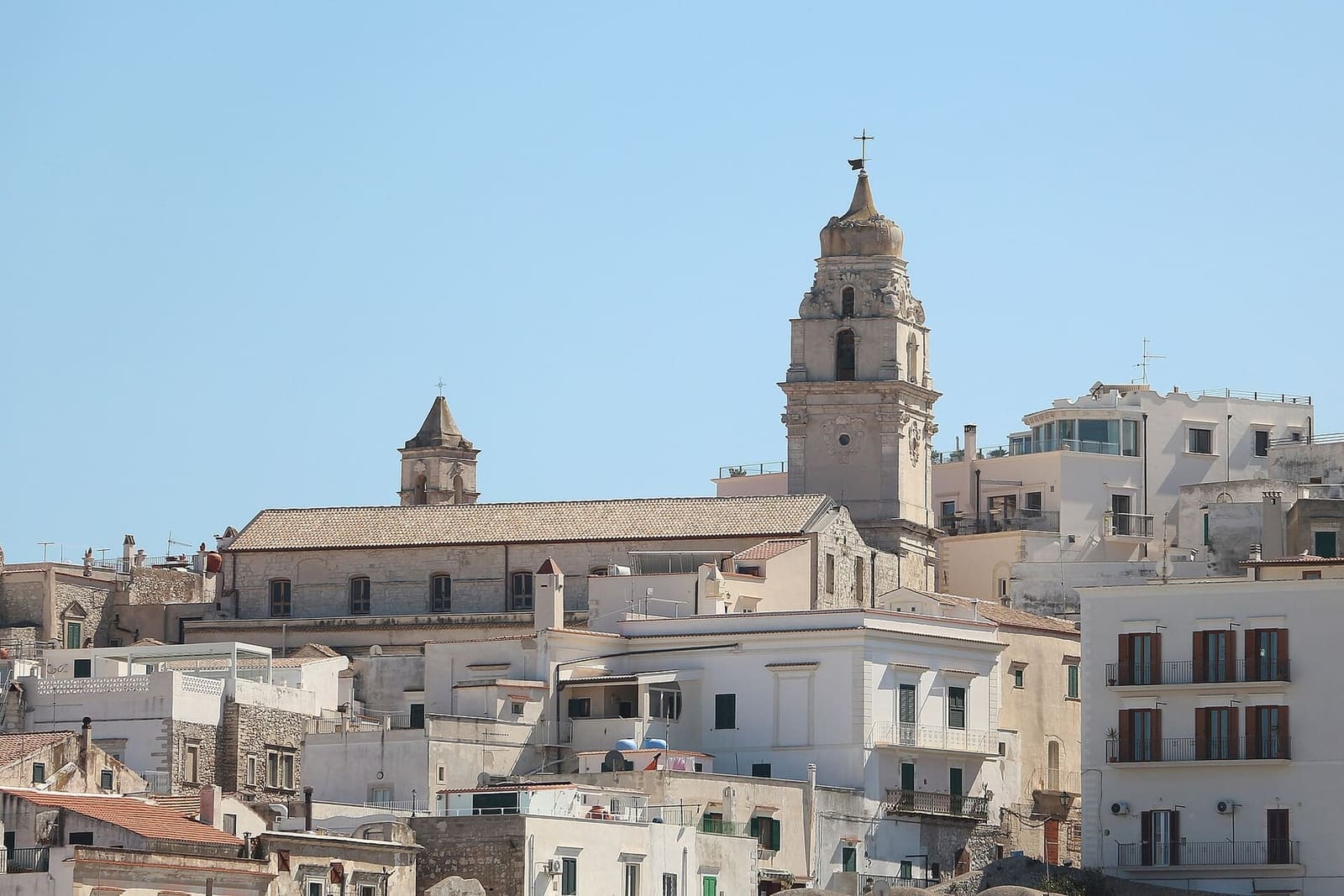 la cattedrale e il suo campanile sopra le case del centro storico